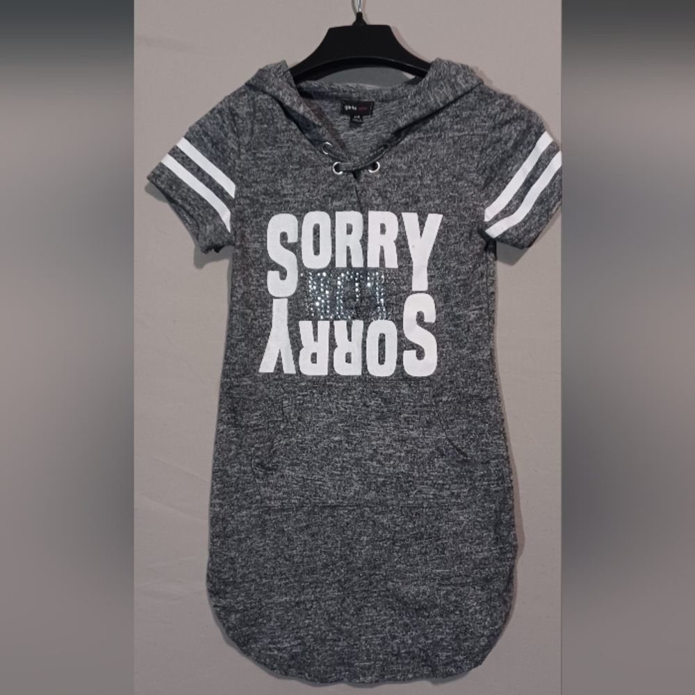 Gray Kids Hooded Shirt with Applique Design